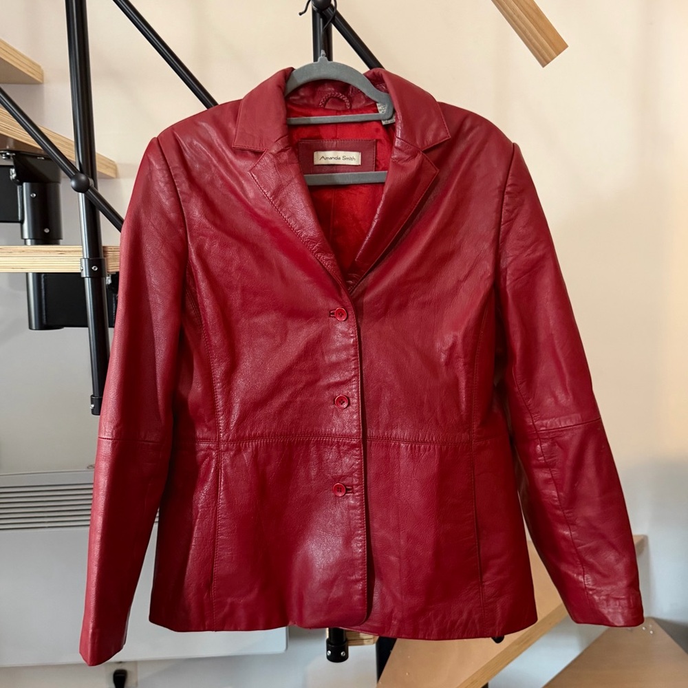 Amanda Smith Red 100% Leather Blazer